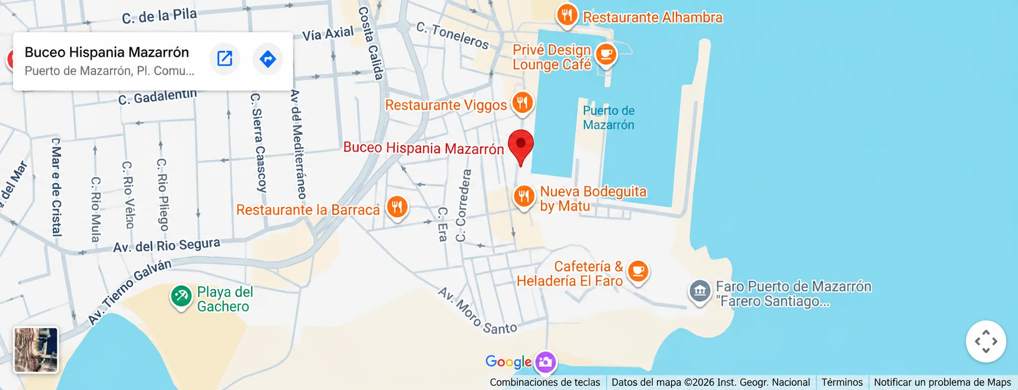 Mapa de ubicación de Buceo Hispania Mazarrón